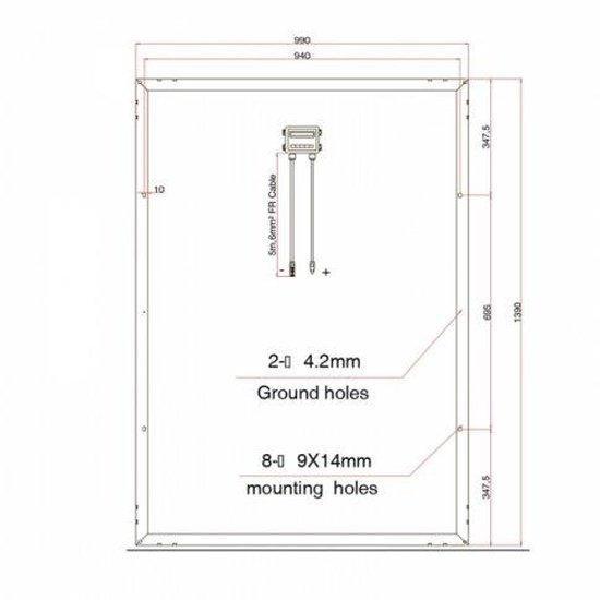 250W 12V Solar Panel, 2×5 m MC4 Leads | 4Boats