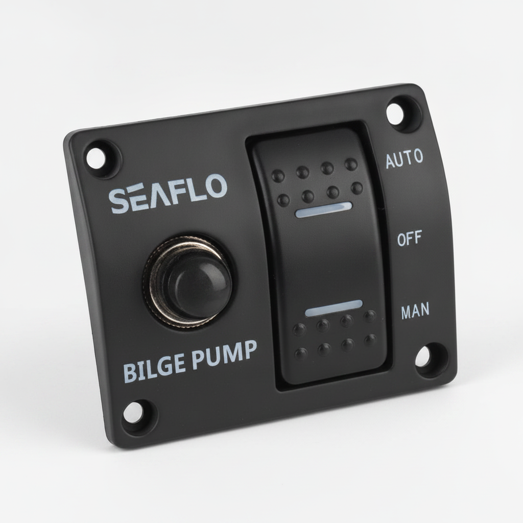 Seaflo 3-Way Bilge Pump Switch Panel 12V/24V Auto-Off-Manual SP01502 Marine
