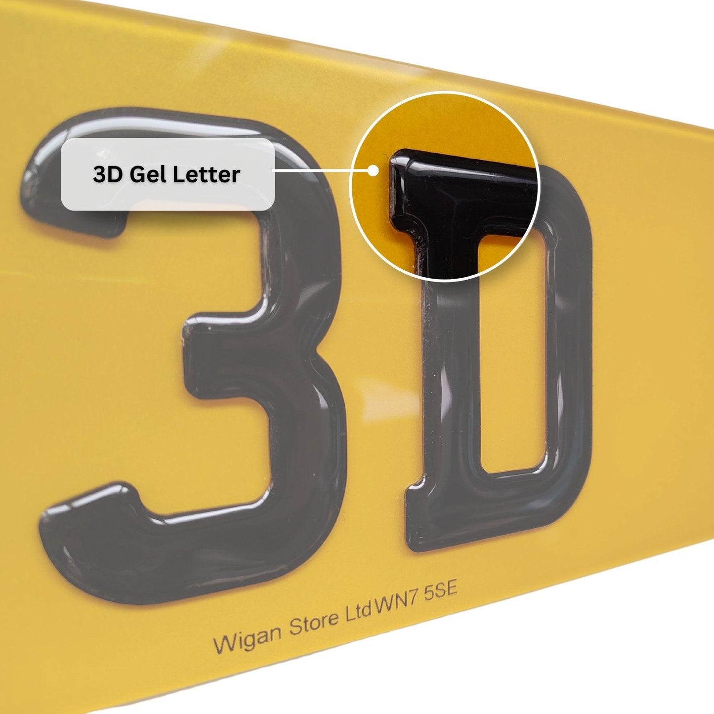 3D Gel Gloss Black Road Legal Number Plates, MOT Friendly, 520mm x 111mm, Standard Oblong 3d gel number plate, Oralite or Nikalite Branded, Car/Van/Trailer Number Plate