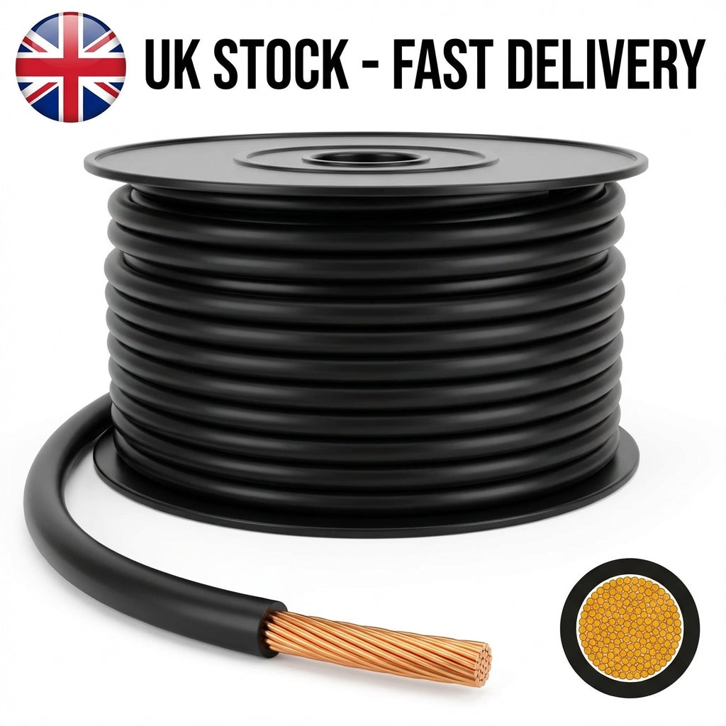 AMC 25mm 170A Flexible Battery Cable Black 30m Reel Marine Automotive PVC25-30-B