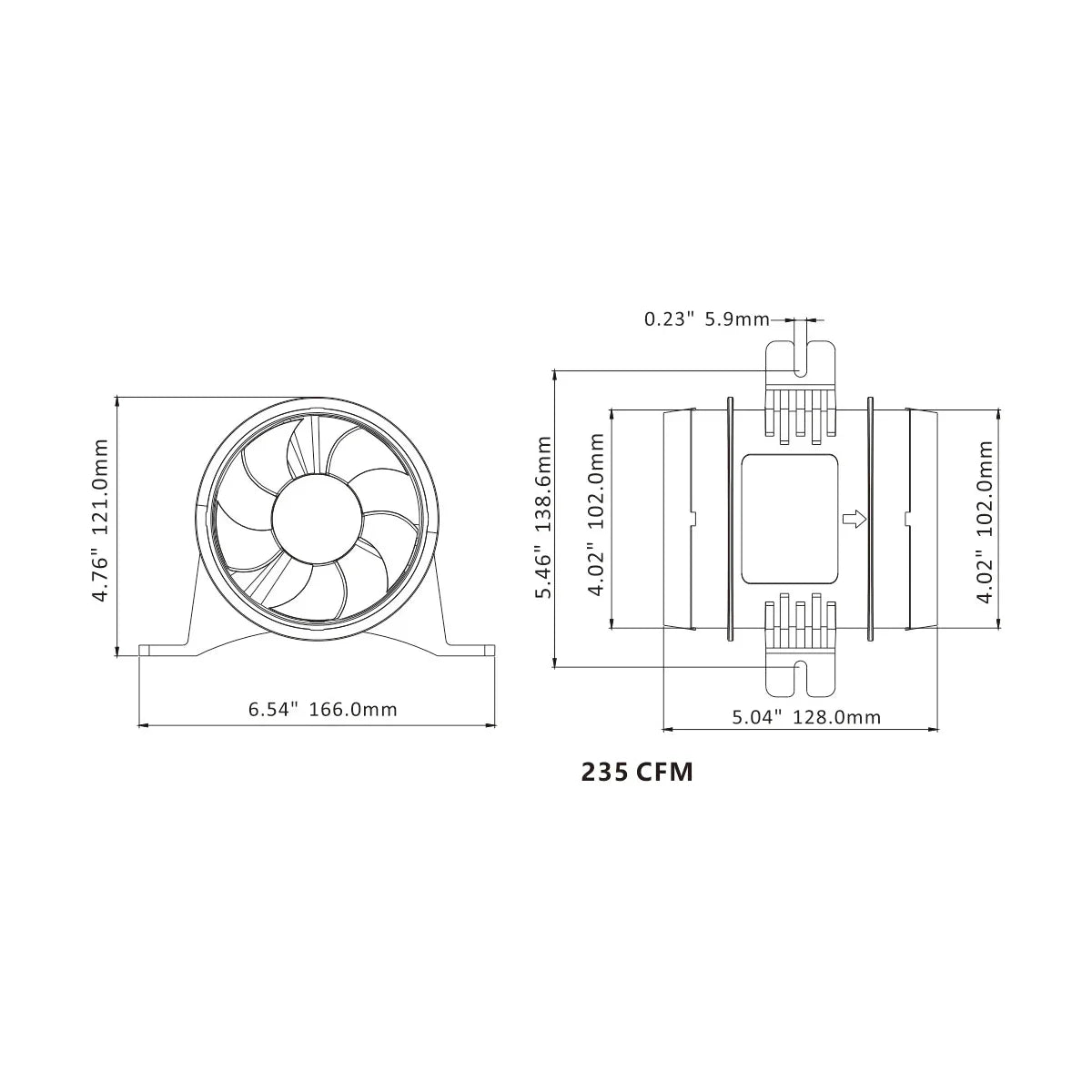 SEAFLO 4" In-Line Marine Blower 24V 235 CFM Bilge Ventilation IB223504