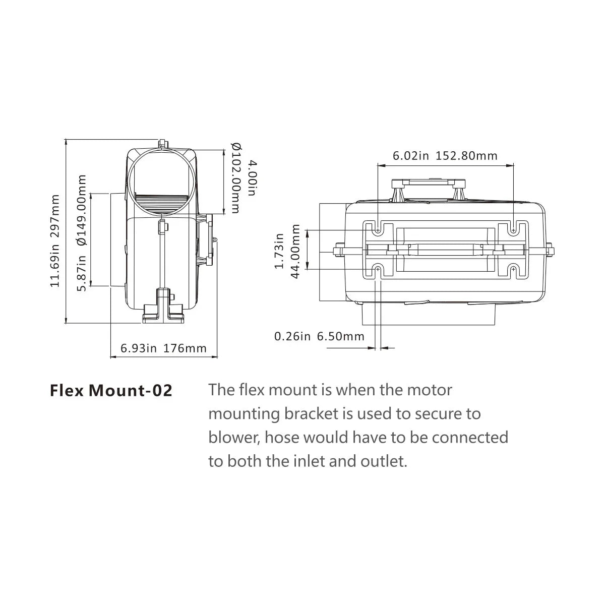 Seaflo In-Line Flex Mount 02 Series 12 V In-Line Blowe