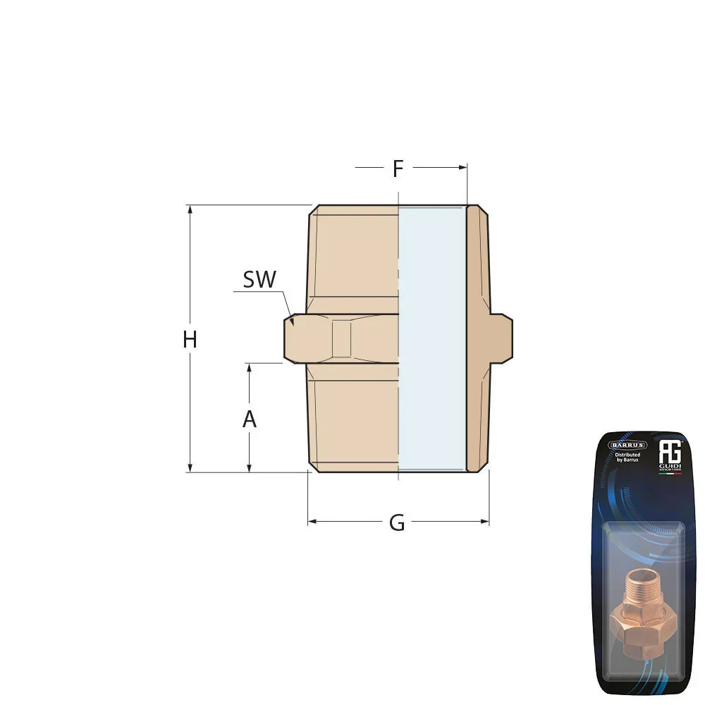 Guidi Bronze Nipple M-M 12.7mm (1/2in) Retail Pack | 4Boats