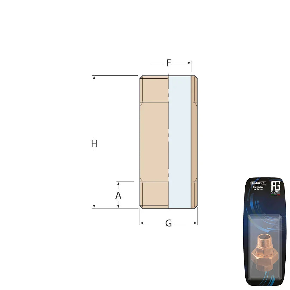 Guidi Brass Barrel Nipple Male 1/2 in x 100 mm BSPT | 4Boats