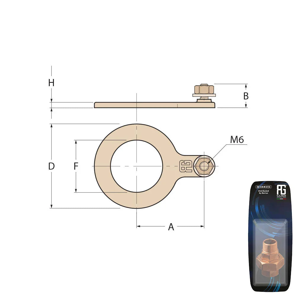 Guidi Brass Washer & Bonding Terminal 25.4 mm (1 in) | 4Boats