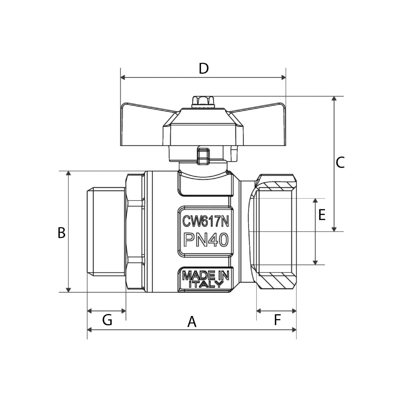 BlueGee Nickel 1 in Female/Female Tee Ball Valve | 4Boats