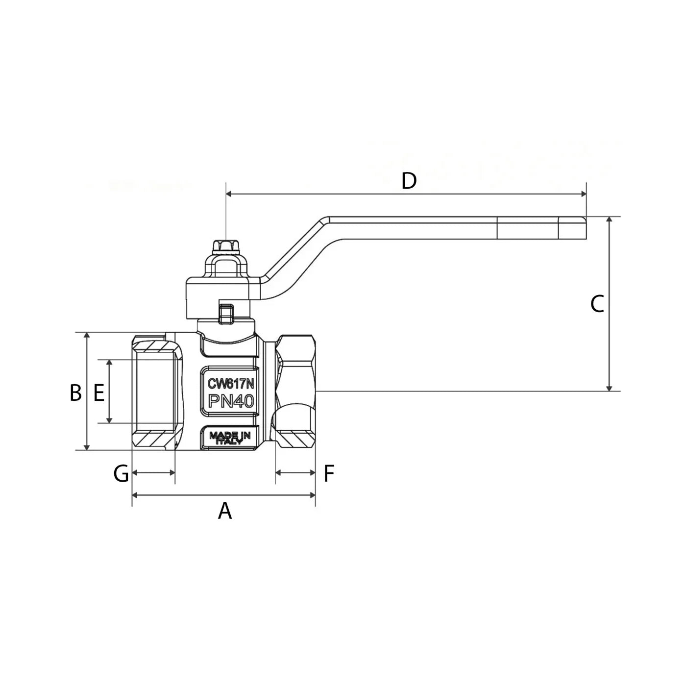BlueGee Nickel 32 mm (1-1/4 in) Female/Female Lever Ball Valve