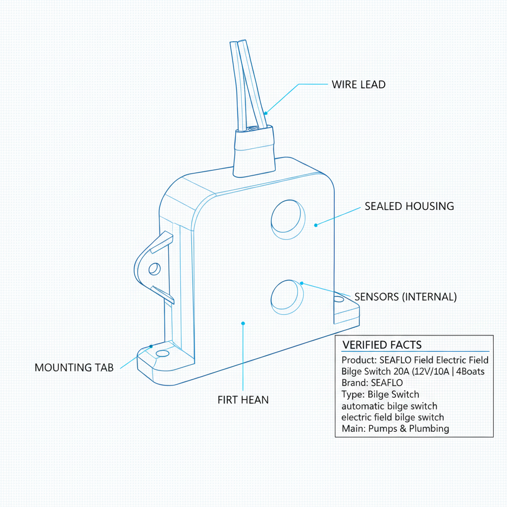 Seaflo BS2006 Electric Field Bilge Switch 12V 24V 20A Max Automatic Pump Sensor