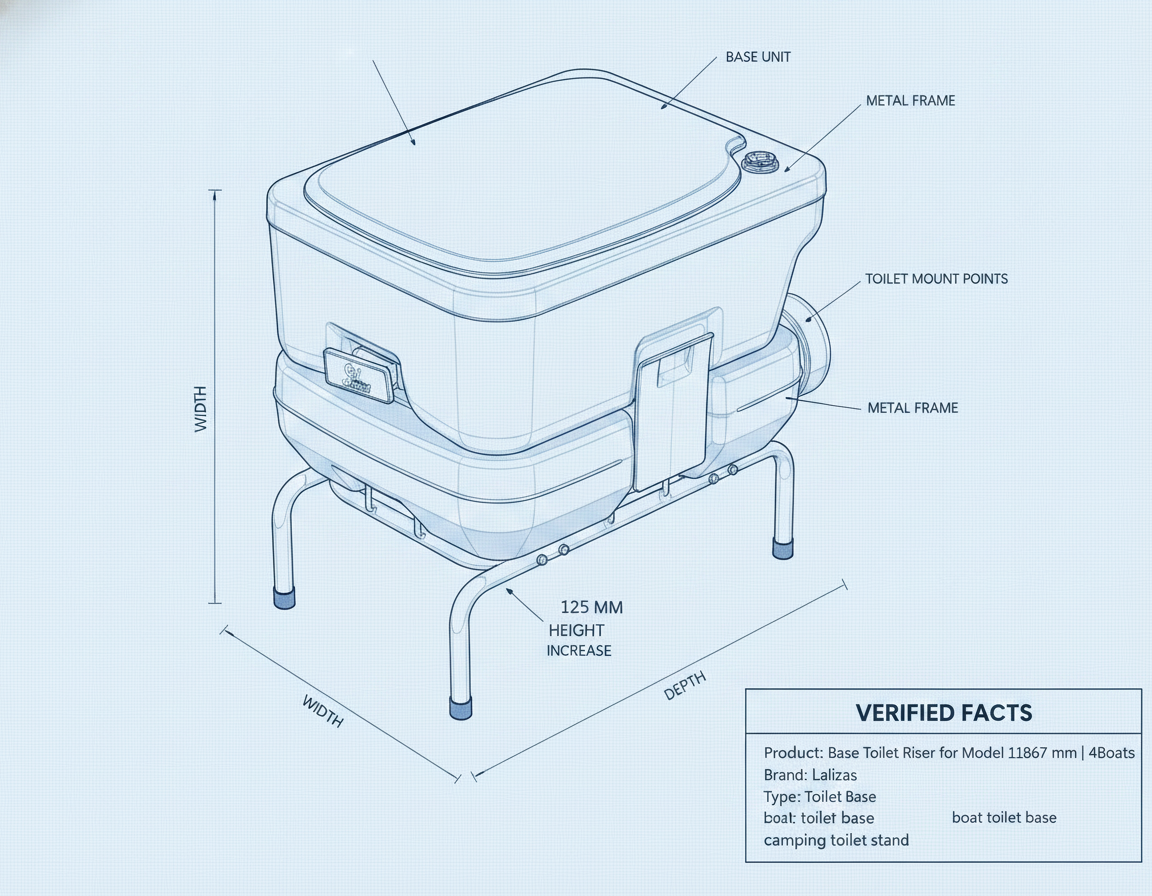 Base Toilet Riser for Model 11867 - 125mm Marine Grade Portable Toilet Base 11870