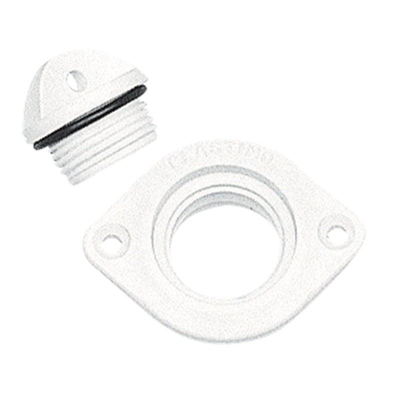Drain Socket Oval 48×36 mm with Plug, White | 4Boats