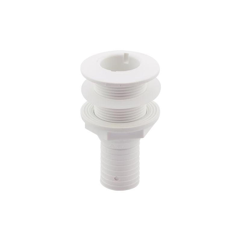 Thru-Hull Fitting 32 mm (1/4 in) White - Hose Barb & Washer | 4Boats