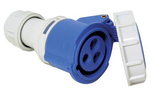 Lalizas 16A Female Shore Power Plug with Safety Cover 230V Blue 90396
