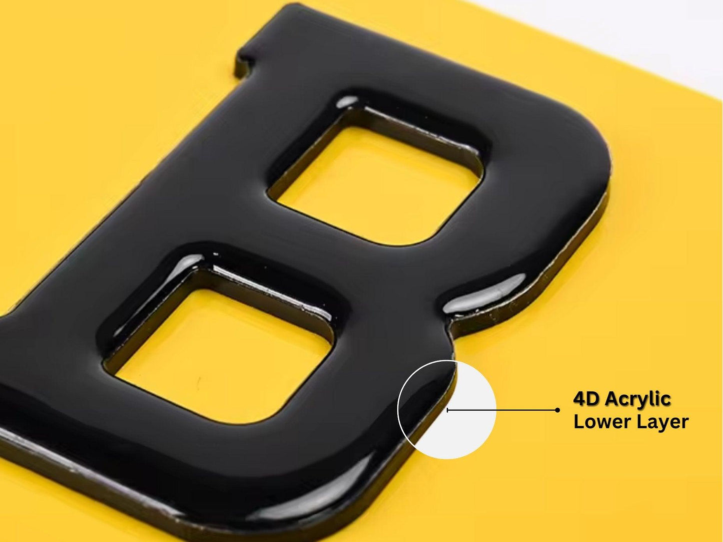 Pair of 4D Acrylic PLUS 3D Gel ON TOP Number Plates, Gloss Black, Road Legal Plates - Leigh Number Plates