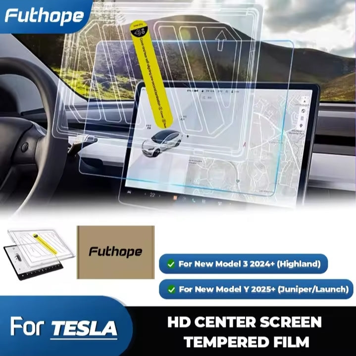 Futhope Tempered Glass Screen Protector For Tesla Model 3 Y Highland juniper 2021-2025
