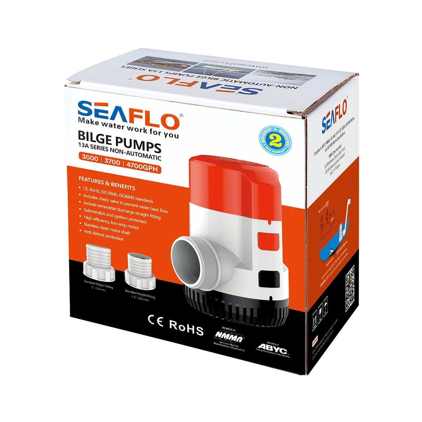 Seaflo 12V 3700GPH Marine Bilge Pump Submersible High Flow 13A BP1G370013A