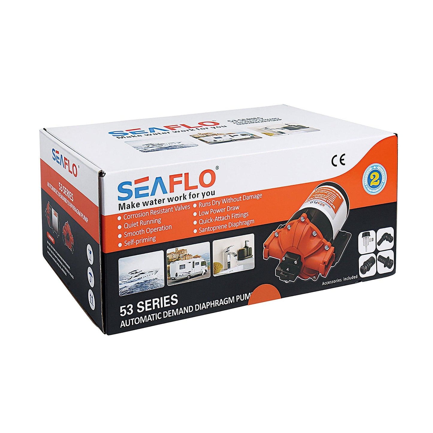 SEAFLO 53 Series 24V Water Pressure Pump 7.0 GPM 60 PSI DP207006053 Marine RV