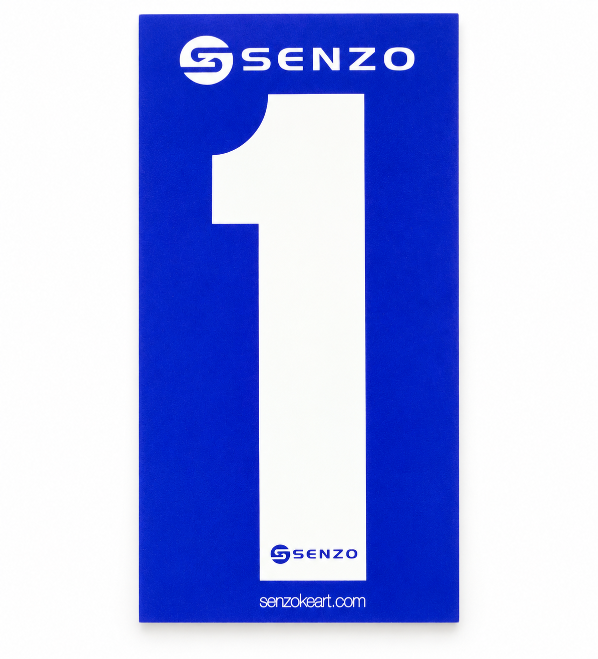 Set of 4 Senzo White Race Number Blue Background