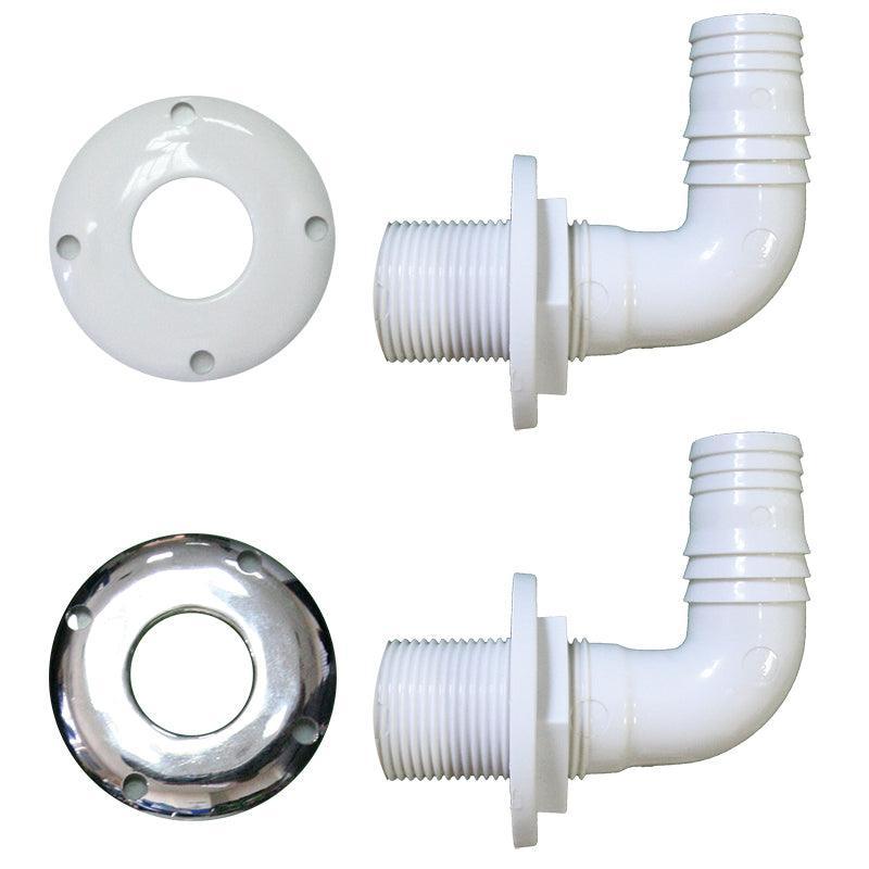 Thru-Hull Elbow 90° - 25mm Hose, Chromed Flange | 4Boats