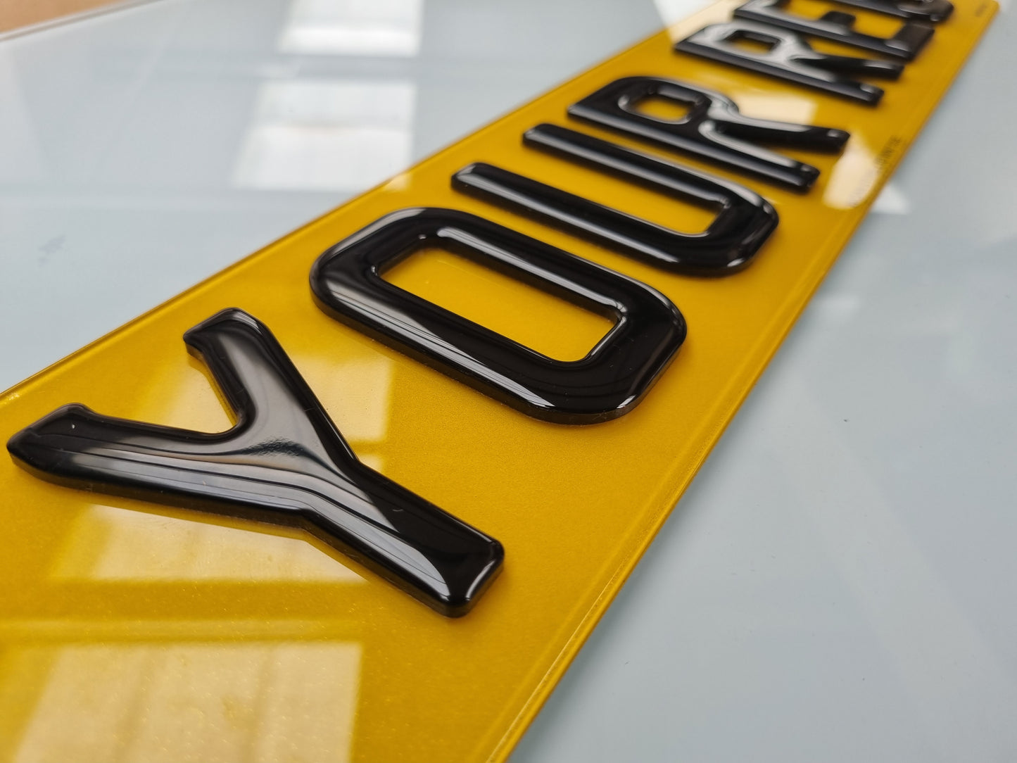 Pair of 4D Acrylic PLUS 3D Gel ON TOP Number Plates, Gloss Black, Road Legal Plates