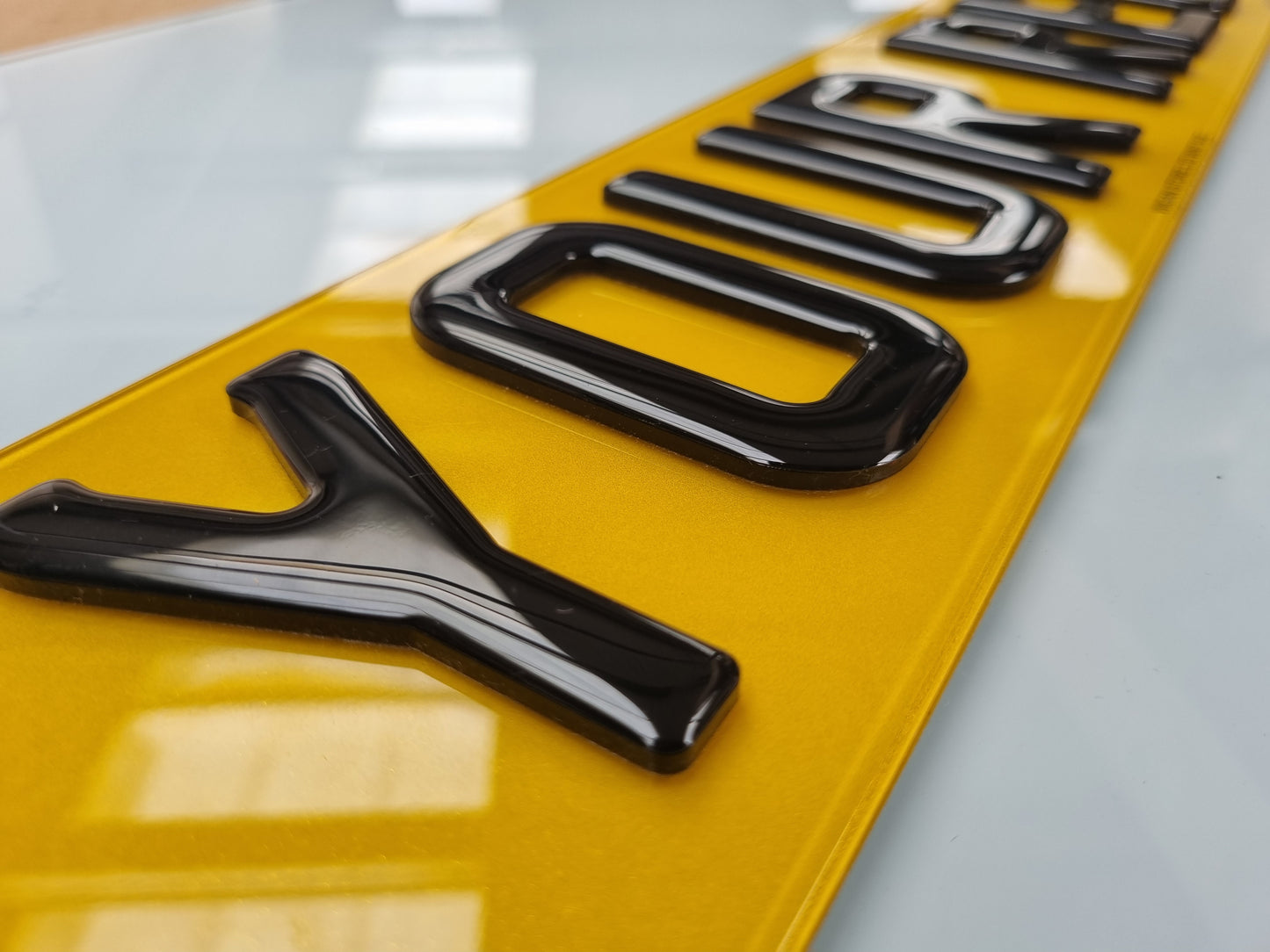 Pair of 4D Acrylic PLUS 3D Gel ON TOP Number Plates, Gloss Black, Road Legal Plates
