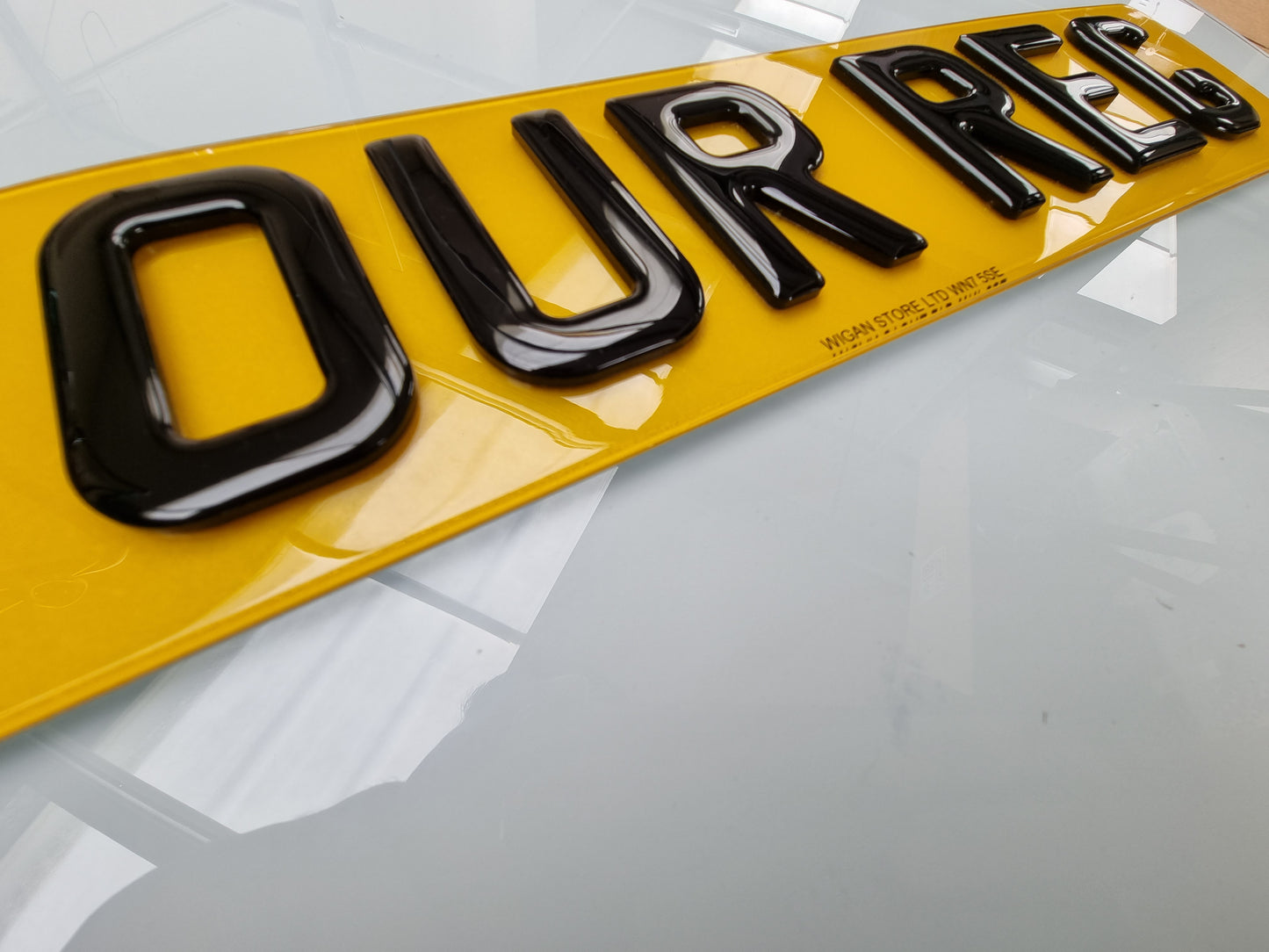 Pair of 4D Acrylic PLUS 3D Gel ON TOP Number Plates, Gloss Black, Road Legal Plates