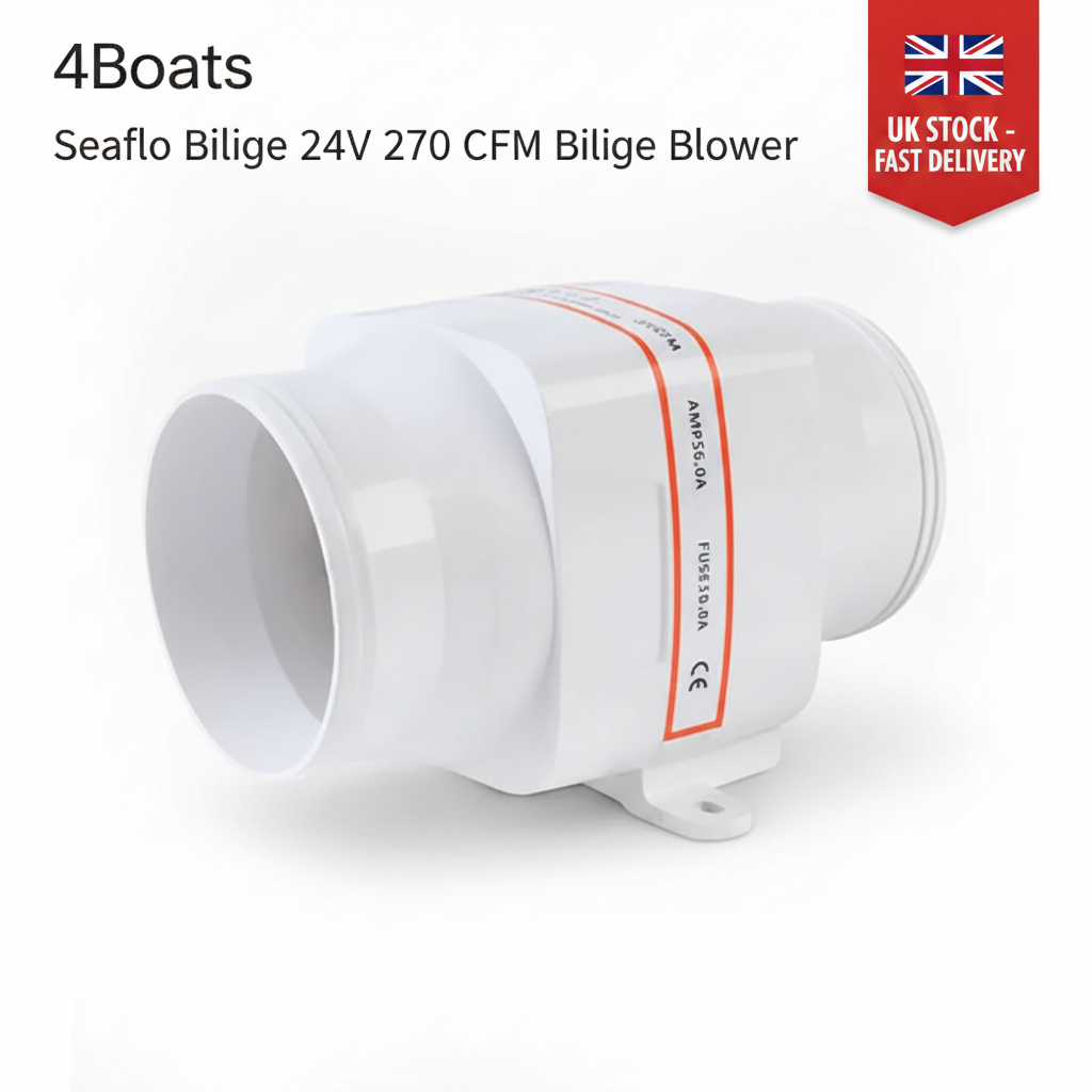 SEAFLO 24V 4" In-Line Bilge Blower 270CFM Marine Fan Ventilator SFIB2-270-02