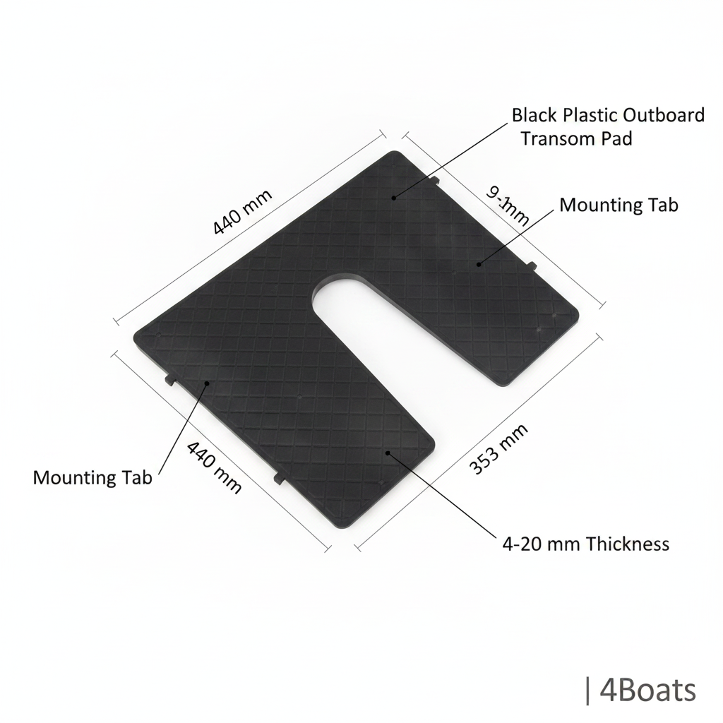 Black Plastic Outboard Engine Motor Mounting Transom Pad Protective Boat Yacht