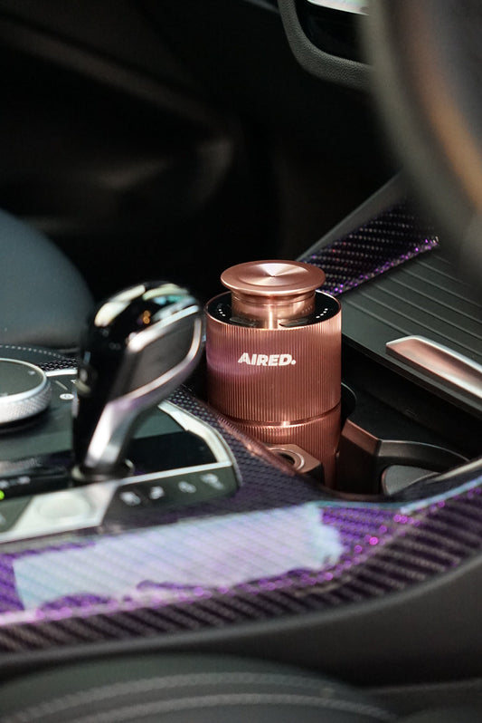 Aura In-Car / Home Mini Luxury Electronic Rechargeable Essential Oils Diffuser By AIRED. (ROSE GOLD)