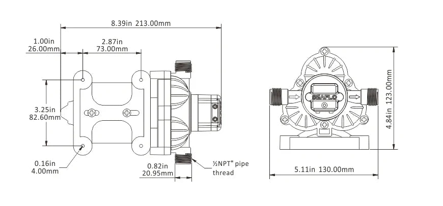 Seaflo 12V 3.0GPM 70PSI Marine Washdown Pump Kit 33 Series SFDP1-030-070-33