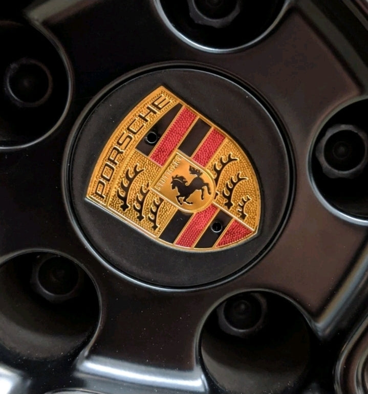 Porsche Wheel Centre Caps- Black & Gold