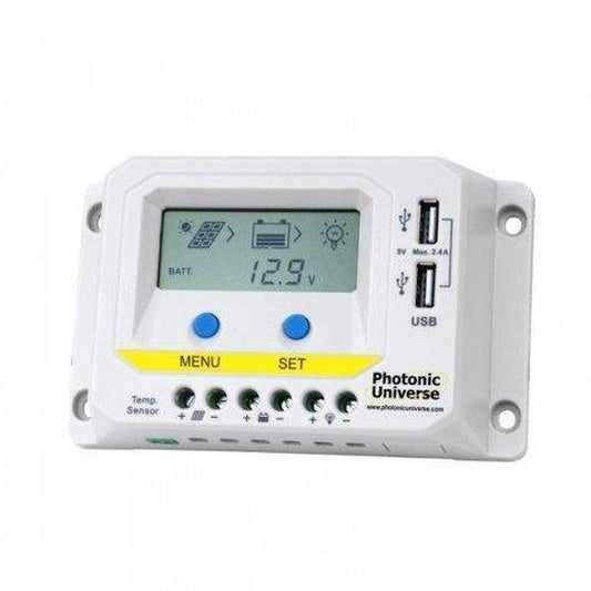 Photonic Universe 10A PWM 12/24V Controller, LCD & Dual USB | 4Boats
