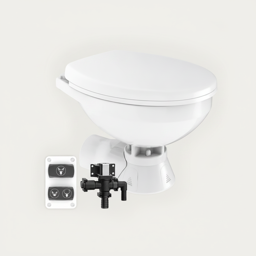 24V Quiet Flush Freshwater Electric Marine Toilet Regular Bowl