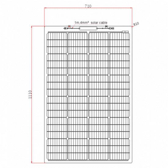 150W Semi-Flexible Fibreglass Solar Panel with ETFE Coating | 4Boats