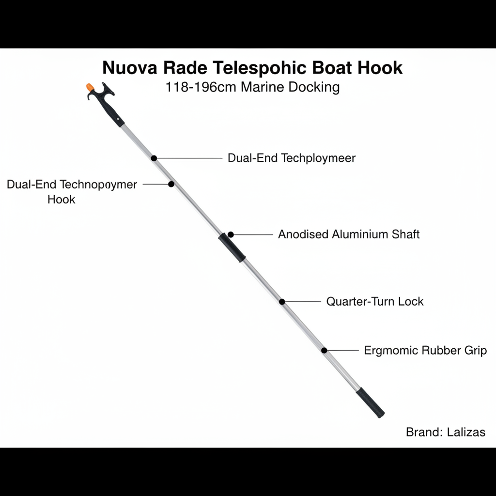 Nuova Rade Telescopic Boat Hook 2-Ends Aluminum 118-196cm Marine Docking 50050