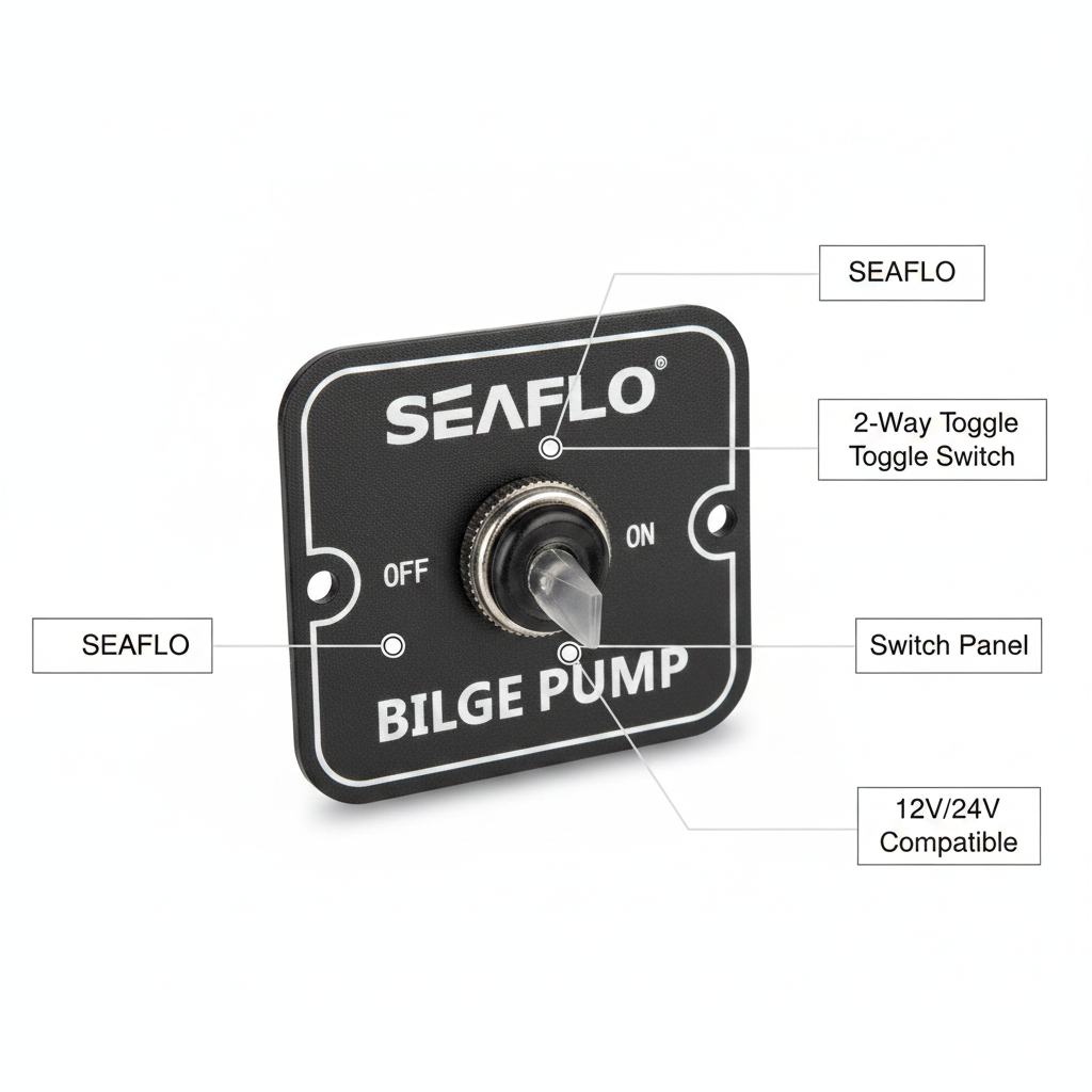 SEAFLO Marine Bilge Pump 2-Way Switch Panel 12V/24V ON-OFF Aluminum SP02