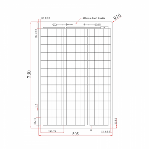60W 12V Black Semi-Flexible ETFE Solar Panel (Fibreglass) | 4Boats