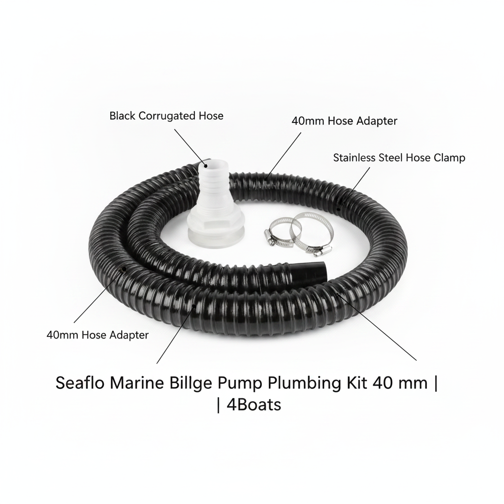 SEAFLO BPK150001 Bilge Pump Plumbing Kit 1-1/2" 40mm Hose Thru-Hull Clamps