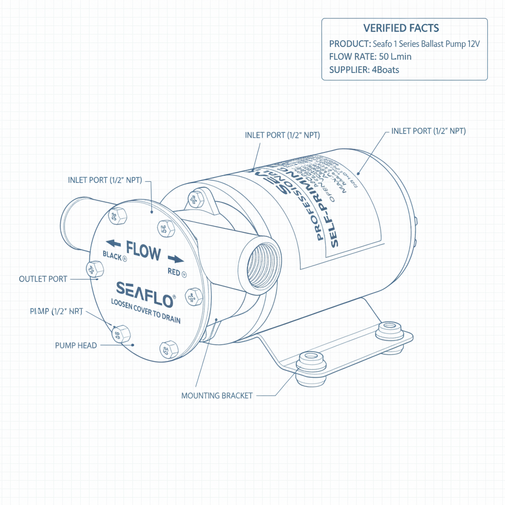 SEAFLO 1 Series Reversible Ballast Pump 12V 13.5 GPM 50 LPM Marine SP105000301