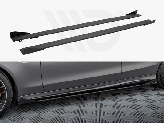 Maxton Design - STREET PRO SIDE SKIRTS DIFFUSERS + FLAPS MERCEDES-AMG C63 SEDAN / ESTATE W205 FACELIFT