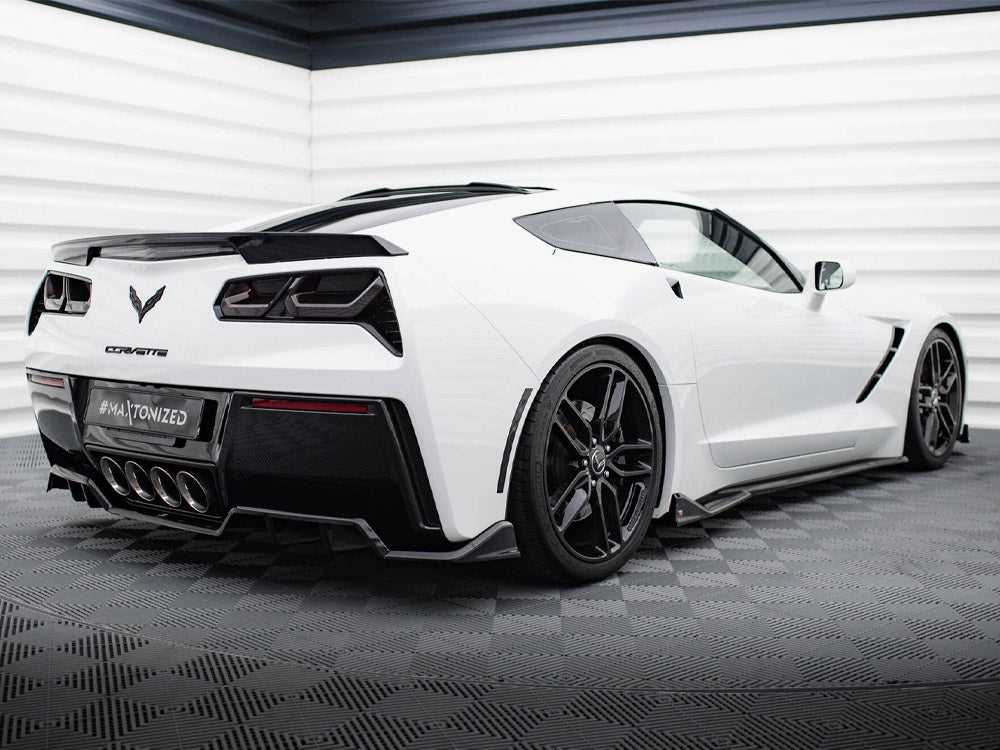 Maxton Design - Central Rear Splitter (Vertical Bars) + Rear Side Splitters Chevrolet Corvette C7