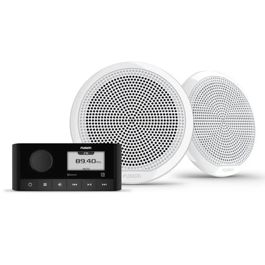 Fusion MS-RA60 Marine Stereo & EL 6.5" 80W Classic White Speakers Kit 010-02405-51