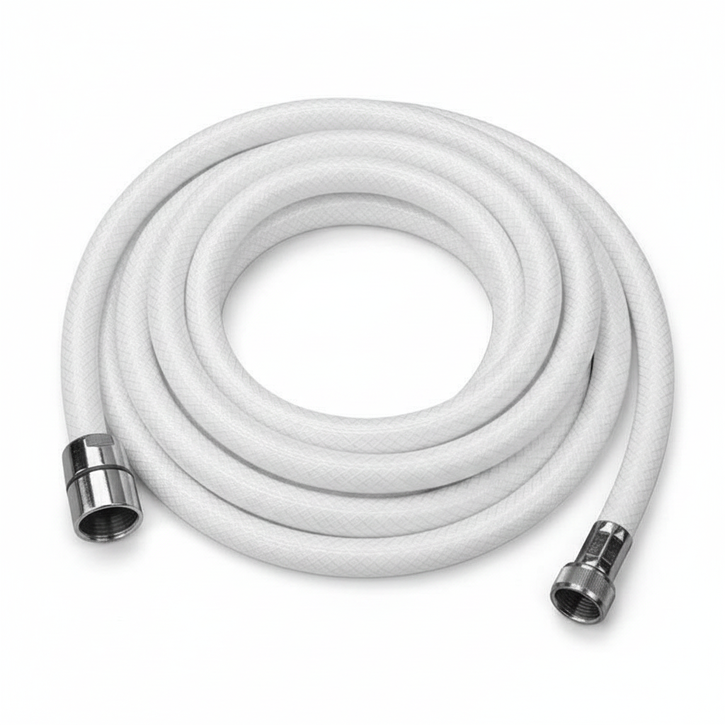White Braided Marine Shower Hose 3m Extra Long 1/2" x 3/8" Threads Boat Caravan