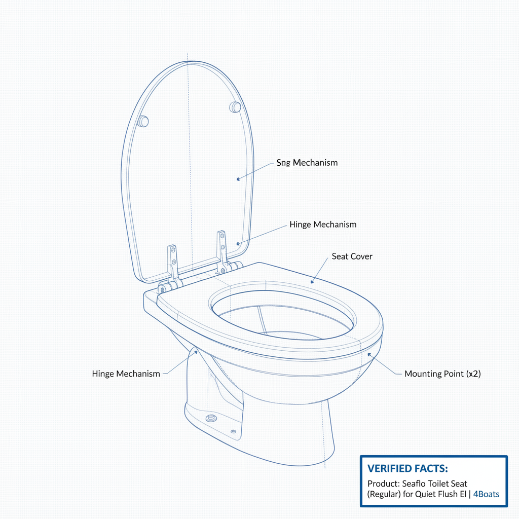 SEAFLO MTC02R Marine Toilet Seat & Lid Regular Soft Close Quiet Flush Replacement