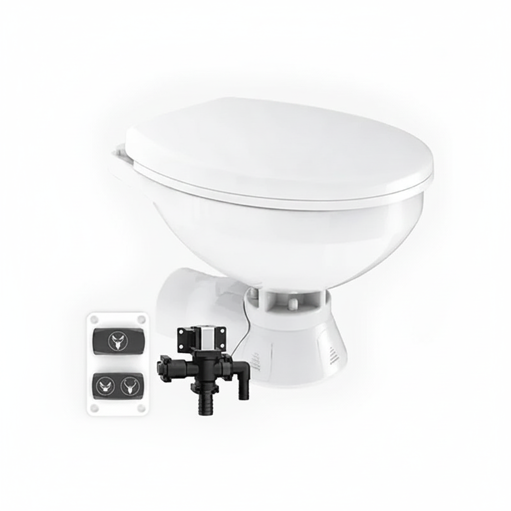 24V Quiet Flush Freshwater Electric Marine Toilet Regular Bowl