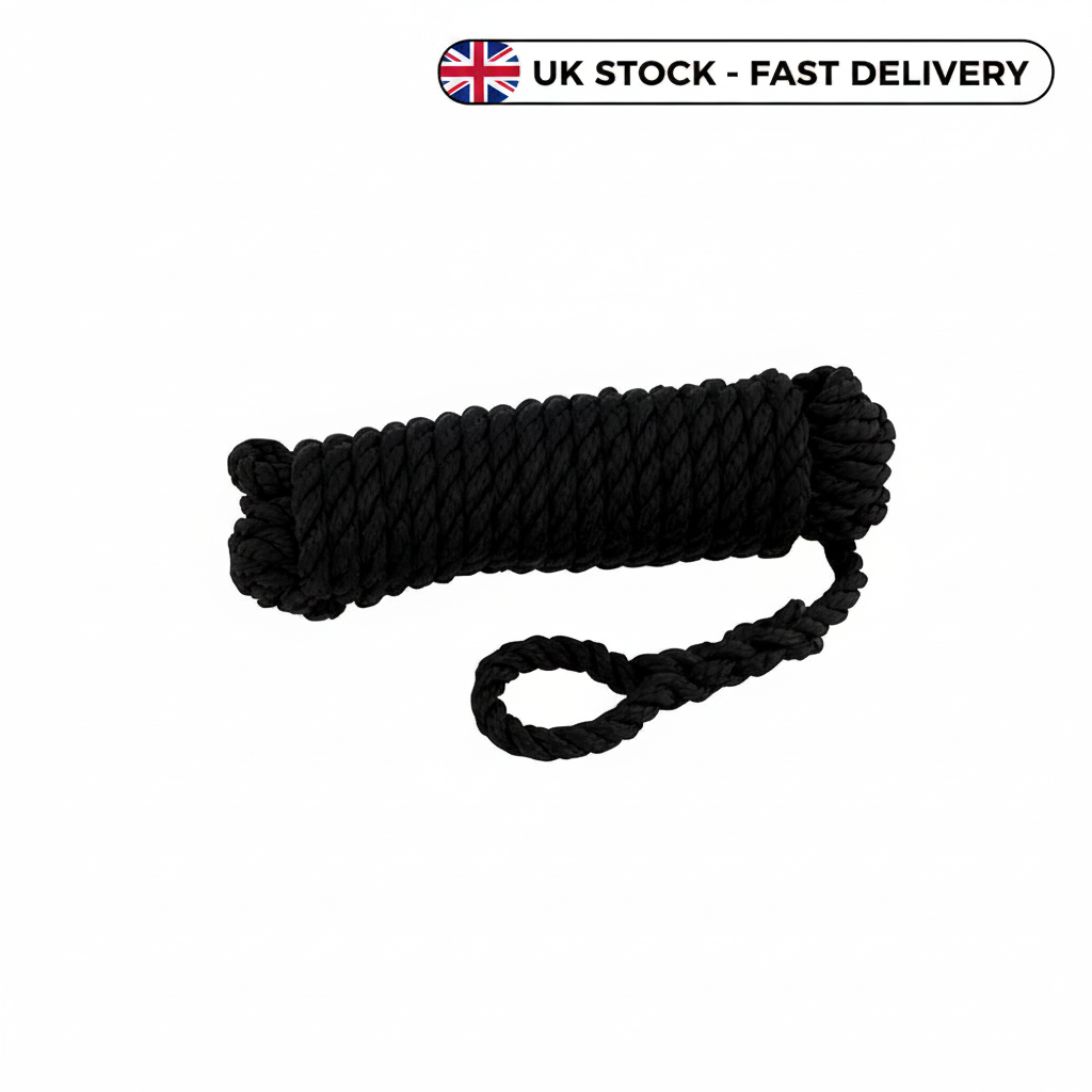 Talamex Fender Line Black 10mm x 2.5m Spliced Eye 3-Strand Boat Rope 01.222.410