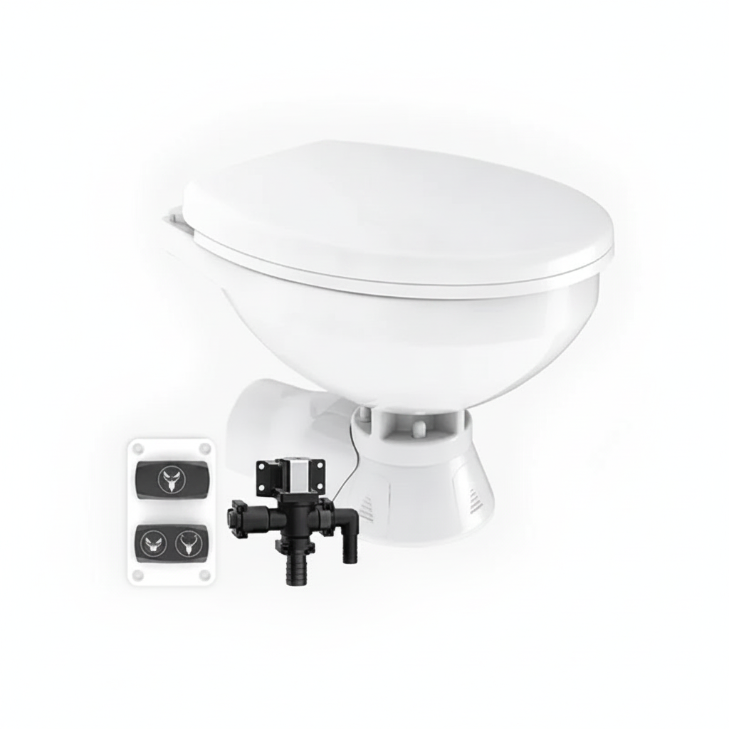 24V Quiet Flush Freshwater Electric Marine Toilet Regular Bowl