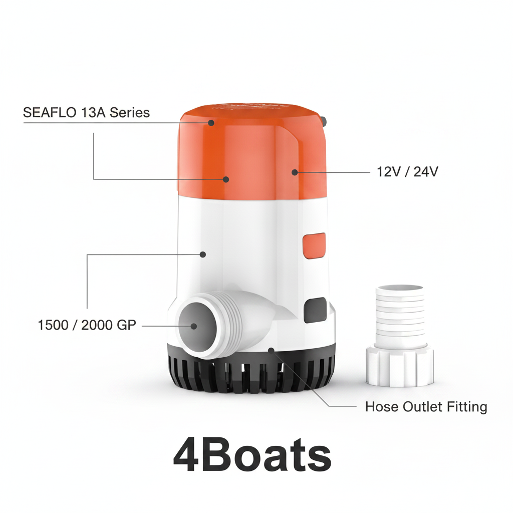 Seaflo 12V 2000GPH Submersible Bilge Pump 13A Series BP1G200013A - Non-Automatic