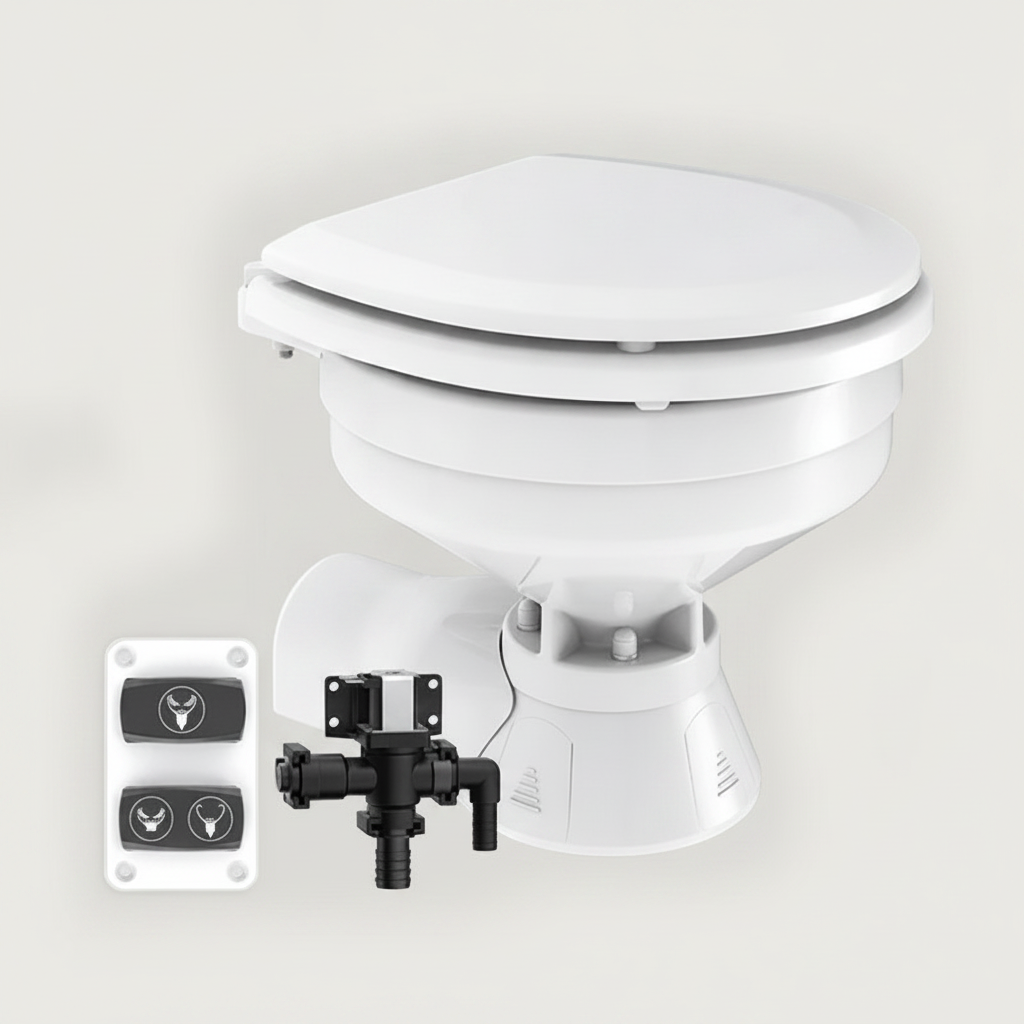 12V Quiet Flush Compact Electric Marine Toilet Freshwater