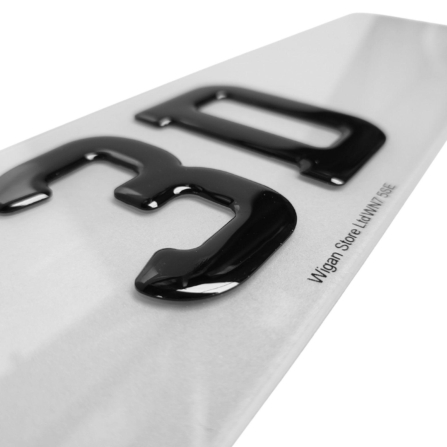 3D Gel Gloss Black Road Legal Number Plates, MOT Friendly, 520mm x 111mm, Standard Oblong 3d gel number plate, Oralite or Nikalite Branded, Car/Van/Trailer Number Plate