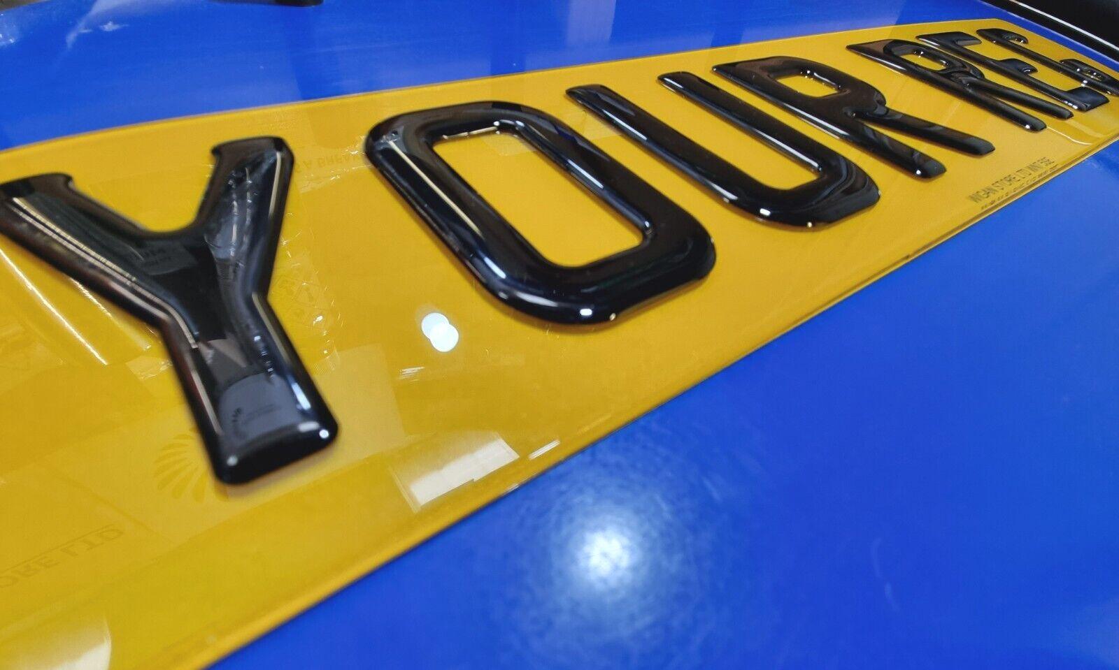 3D Gel Gloss Black Road Legal Number Plates, MOT Friendly, 520mm x 111mm, Standard Oblong 3d gel number plate, Oralite or Nikalite Branded, Car/Van/Trailer Number Plate